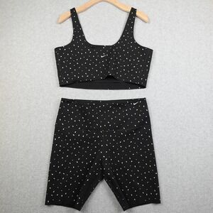 Nike DriFit BTQ Gems Womens XL Top/Large Shorts Set Black Active Workout Run